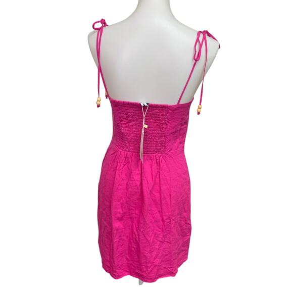 New Mango Womens Size 6 Tied Spaghetti Strap Linen Viscose Blend Sheath Dress - Picture 2 of 5